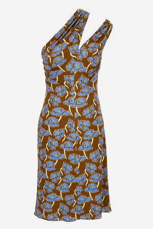 Cocktail Dress In Stretch Crepe Jersey Print Poppies Allover
