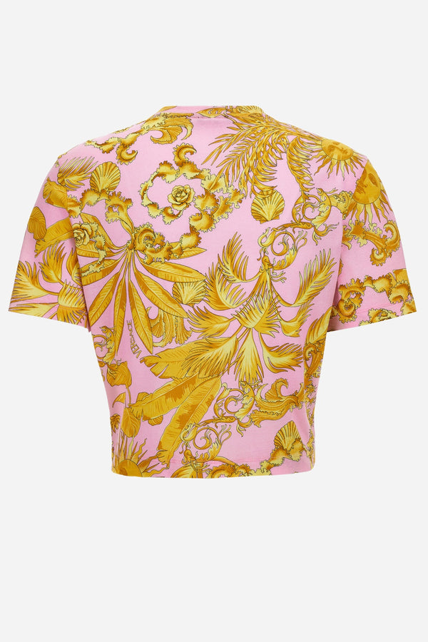 T-Shirt In Jersey Cotton Print Barocco Palm Allover