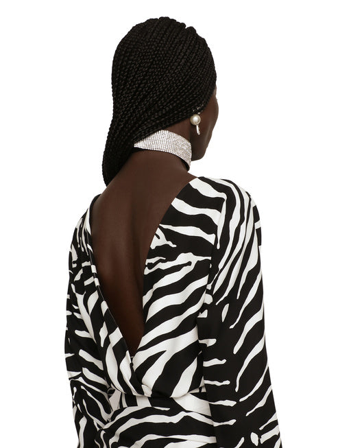 SHORT CHARMEUSE DRESS WITH ZEBRA PRINT