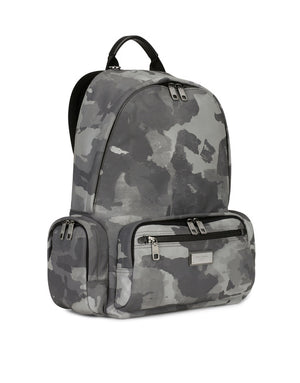 CAMOUFLAGE-PRINT NYLON BACKPACK WITH BRANDED TAG