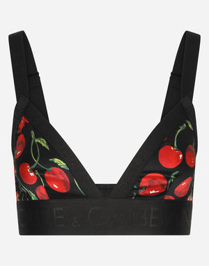 CHERRY-PRINT SATIN BRA