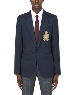 SILK AND WOOL PORTOFINO JACKET WITH PATCH EMBELLISHMENT