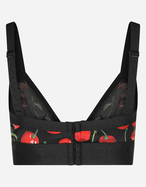 CHERRY-PRINT SATIN BRA