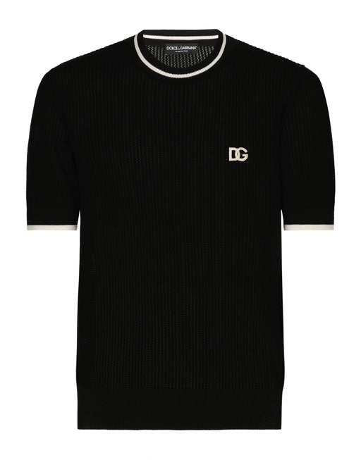 ROUND-NECK COTTON SWEATER WITH DG LOGO