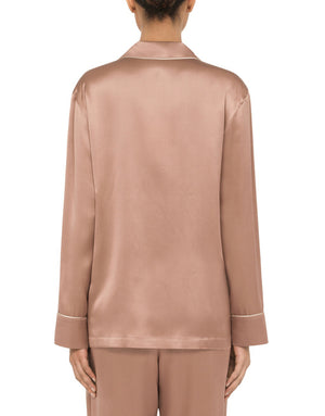 SATIN PAJAMA SHIRT WITH DG EMBROIDERY