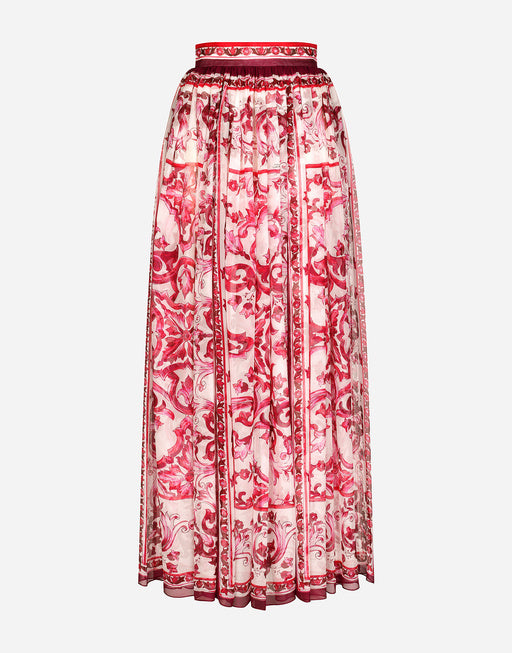 LONG SKIRT IN MAIOLICA PRINT CHIFFON