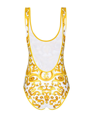MAJOLICA-PRINT RACING SWIMSUIT