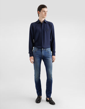 SKINNY JEANS IN STRETCH COTTON WITH LOGO EMBROIDERY