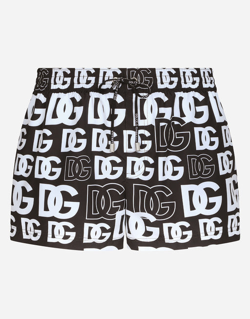 SHORT SWIM TRUNKS WITH ALL-OVER DG PRINT