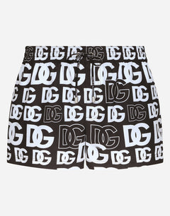 SHORT SWIM TRUNKS WITH ALL-OVER DG PRINT
