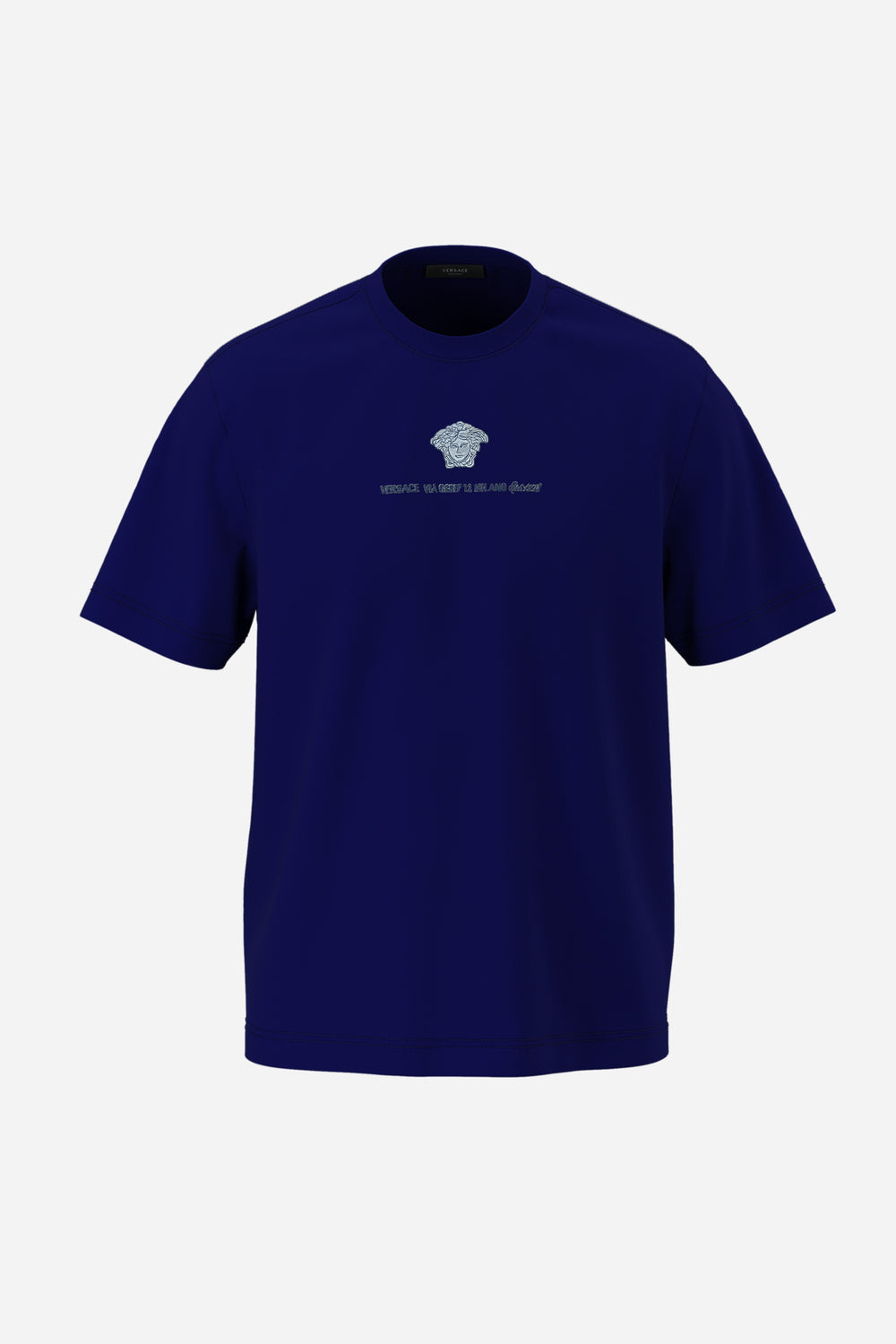 T-Shirt In Compact Cotton Jersey Fabric-Medusa Branding Embroidery