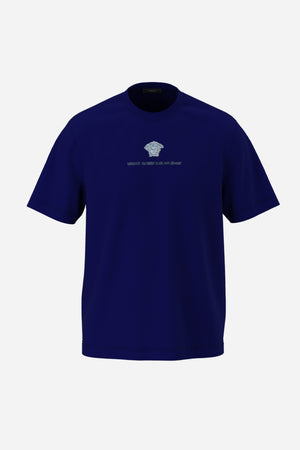 T-Shirt In Compact Cotton Jersey Fabric-Medusa Branding Embroidery