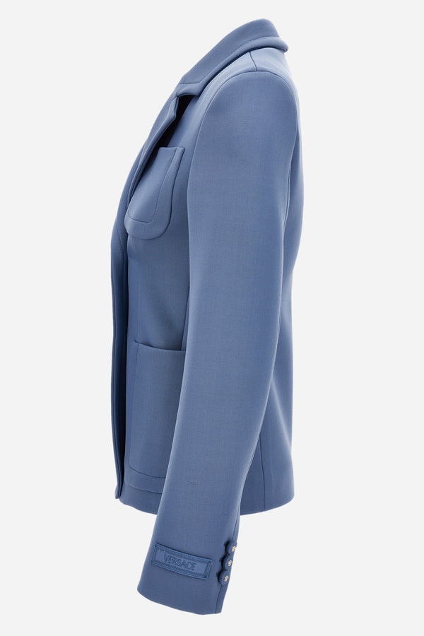 Informal Jacket In Responsible  Wool Grain De Poudre Natural Stretch Bonded Scuba