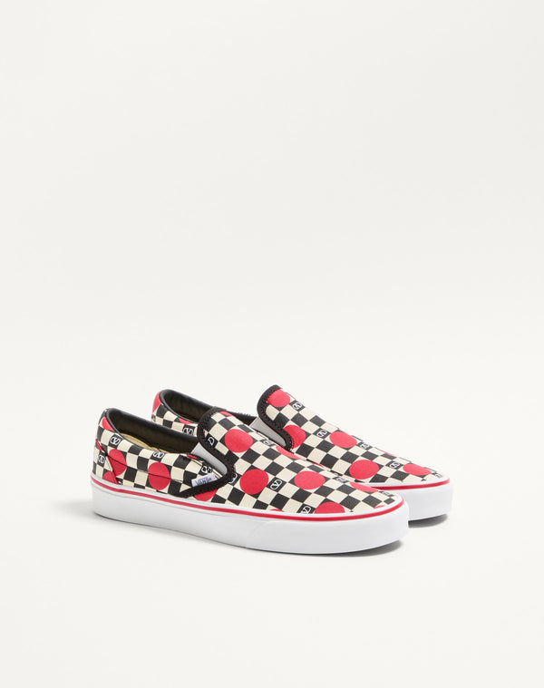Sneaker Slip-On Valentino Garavani And Vans In Tessuto Con Stampa Vlogo Checkerboard E Dettaglio Pois