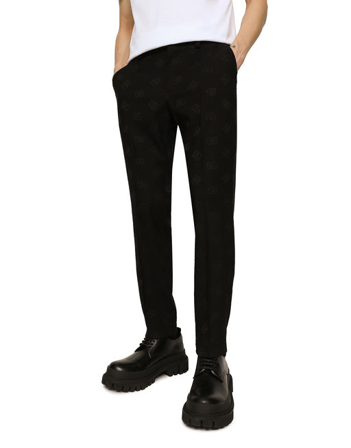 STRETCH WOOL JACQUARD PANTS WITH DG MONOGRAM