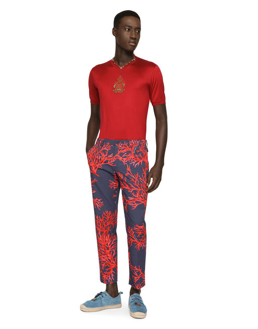 SILK JERSEY T-SHIRT WITH HERALDIC DG PATCH