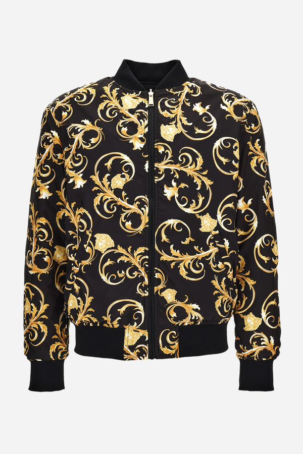 Blouson In Technical Fabric Plain-Medusa Leafy Print
