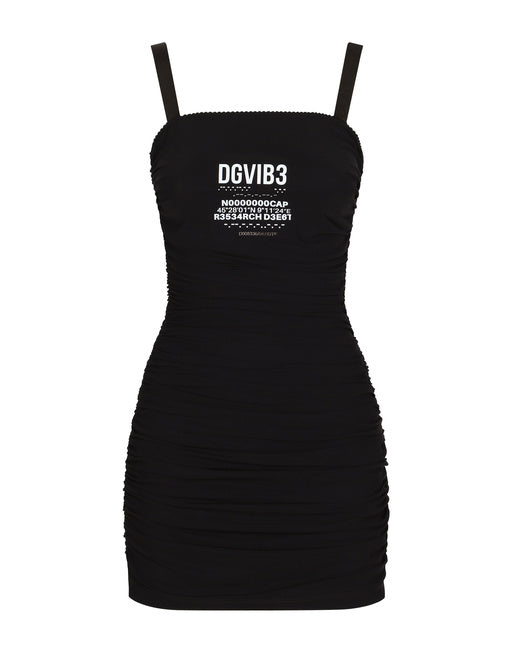 DRAPED SPANDEX JERSEY MINI DRESS DGVIB3