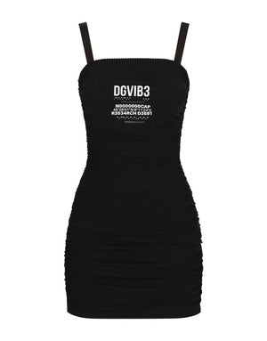 DRAPED SPANDEX JERSEY MINI DRESS DGVIB3