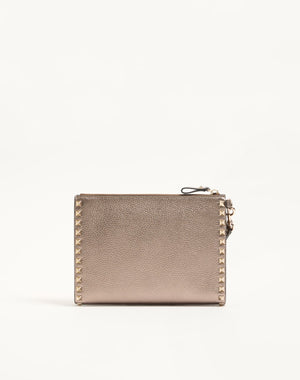 Pouch Rockstud In Vitello Granato Laminato