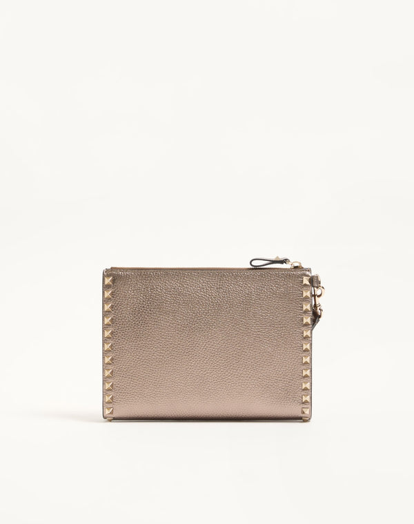 Pouch Rockstud In Vitello Granato Laminato