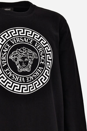 Sweatshirt In Non-Brushed Sweat Fabric-Medusa Versace Greca Print