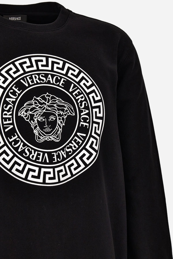 Sweatshirt In Non-Brushed Sweat Fabric-Medusa Versace Greca Print