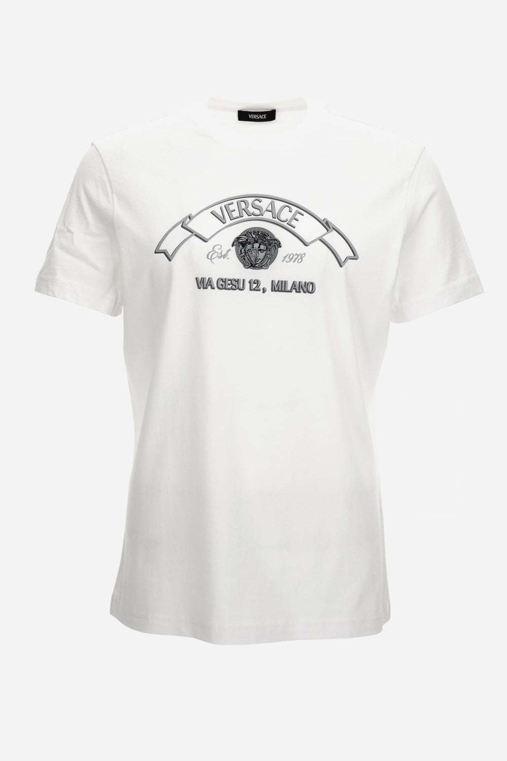 T-Shirt In Jersey Fabric-Versace Via Gesu' Print