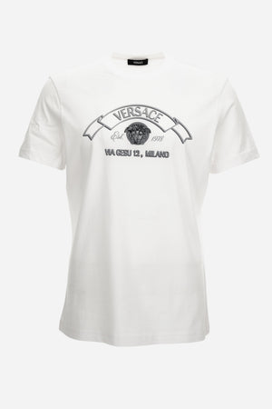 T-Shirt In Jersey Fabric-Versace Via Gesu' Print