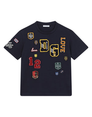 JERSEY T-SHIRT WITH DECORATIVE PATCHES