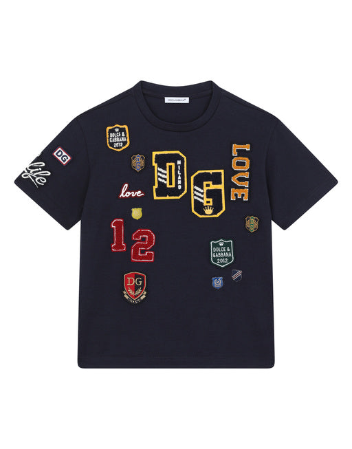 JERSEY T-SHIRT WITH DECORATIVE PATCHES