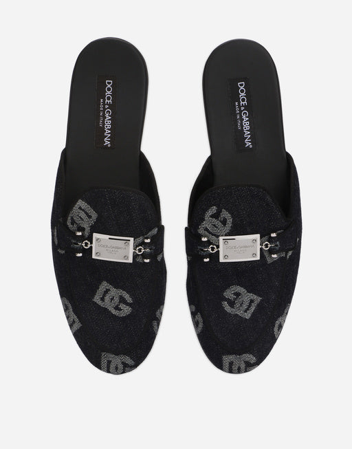 DENIM SLIPPERS WITH LOGO
