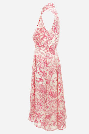 Dress In Crepe De Chine Print Underwater Barocco Bicolour Allover