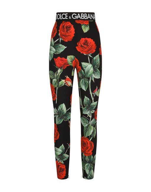 ROSE-PRINT CHARMEUSE LEGGINGS