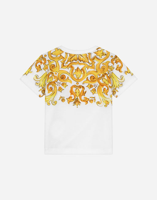 JERSEY T-SHIRT WITH YELLOW MAJOLICA PRINT AND DG LOGO