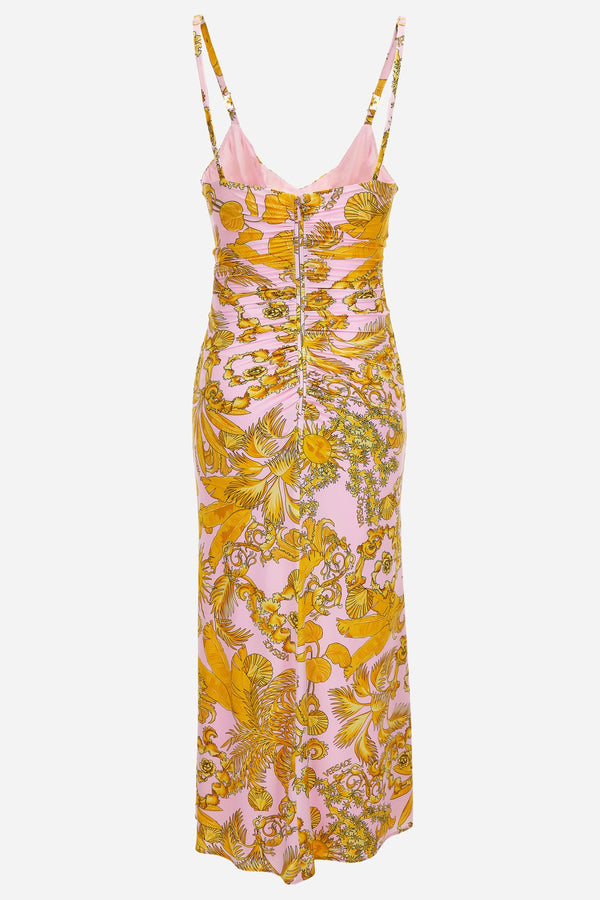 Dress In Jersey Barocco Palm Allover Print