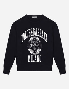 COTTON PULLOVER WITH DOLCE&GABBANA LOGO
