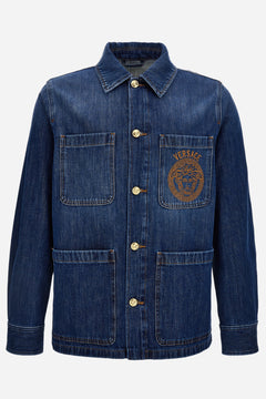 Jacket Denim In Non-Stretch Denim With Medium Stone Wash-Embroidery
