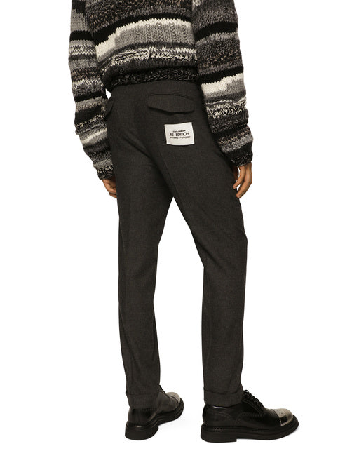 STRETCH WOOL PANTS WITH RE-EDITION LABEL