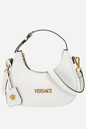 Versace Tag Half Moon Bag In Lamb Leather