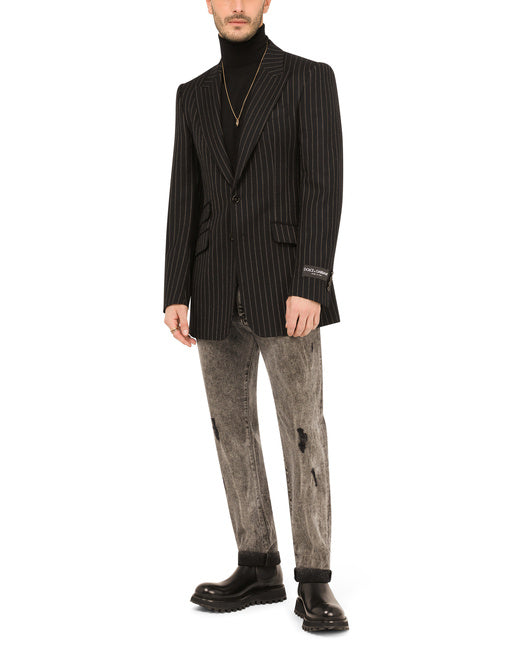 PINSTRIPE WOOL BEAT-FIT JACKET
