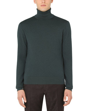 HIGH-NECK SWEATER IN CASHMERE AND SILK