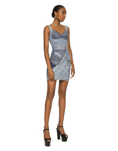 SHORT PATCHWORK DENIM DRESS