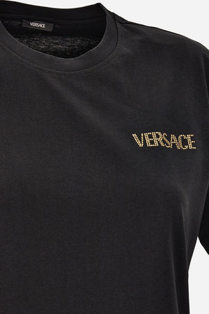 T-Shirt In Cotton Jersey Fabric With Versace Hotfix Embroidery