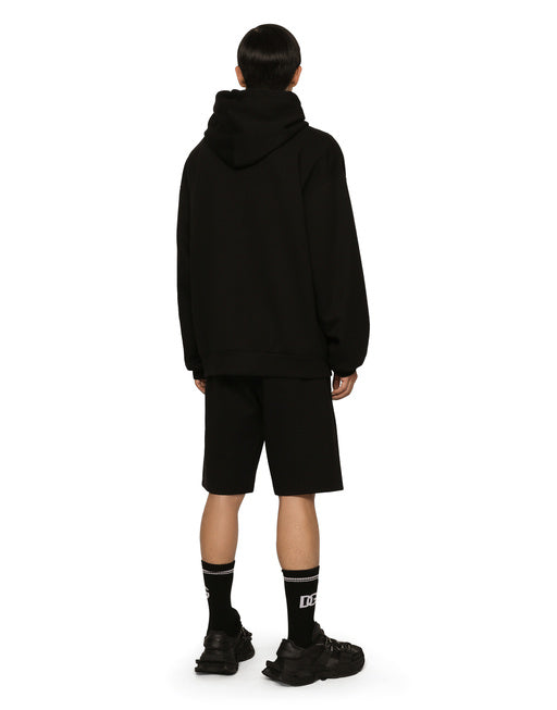 COTTON JERSEY SWEATSHIRT WITH HOOD AND EMBROIDERY