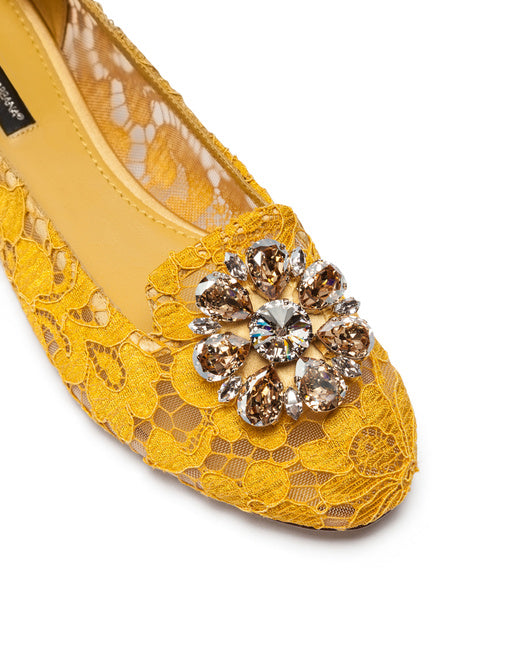 SLIPPER IN TAORMINA LACE WITH CRYSTALS