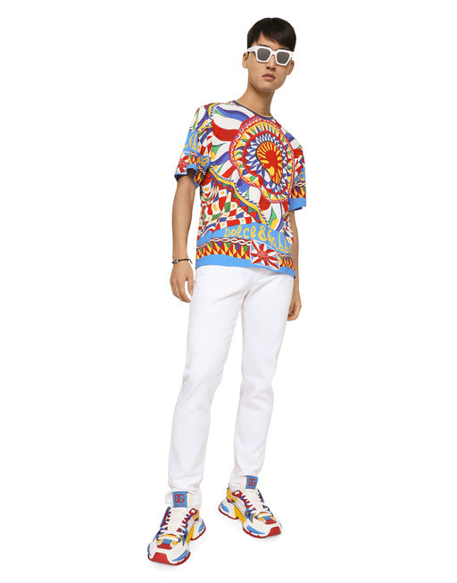 COTTON T-SHIRT WITH CARRETTO PRINT
