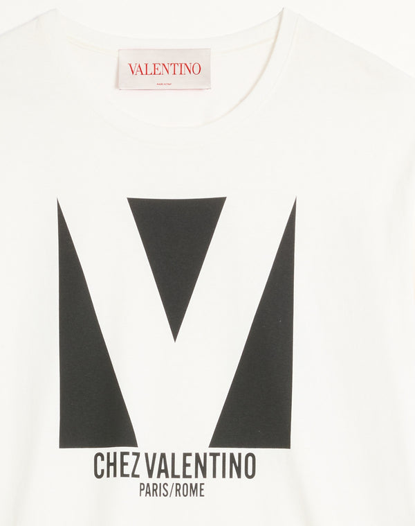T-Shirt In Cotone Con Stampa Chez Valentino