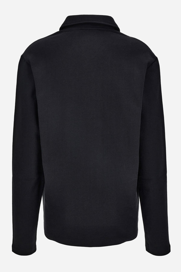 Polo In Organic Cotton Sweatshirt Fabric Chain Print-Zip Collar