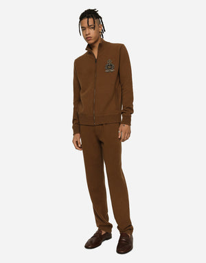 ZIP-UP SWEATSHIRT WITH WOOL AND CASHMERE KNIT PATCH DG
